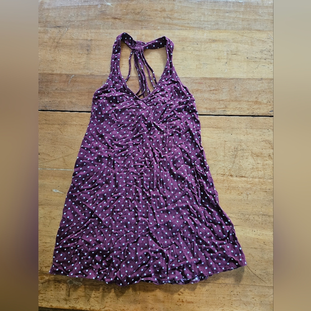 American Eagle Outfitters Burgundy Polka Dot Dress